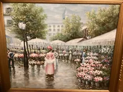 Buy 20th Century, Oil On Canvas, THE FLOWER MARKET. In The Style Of Monet • 240£