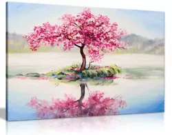 Buy Japanese Oriental Cherry Tree On Lake Painting Canvas Wall Art Picture Print • 11.99£