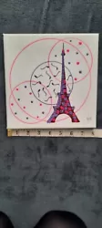Buy New Eifel Tower Paris French Oil On Canvas Pink Purple ❤️ Ideal Gift Low Postage • 2.99£