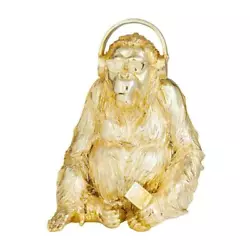 Buy Cosmoliving By Cosmopolitan Gorilla Sculpture 10.45  X 13.9  Polystone Gold • 69.24£