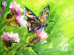 Buy Butterfly ACEO Original Oil Painting On Paper 2.5x3.5 Inches • 15£