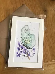 Buy ORIGINAL Watercolour Card. Painting Gift. Mounted WATERCOLOUR Butterfly, Flower • 6.70£