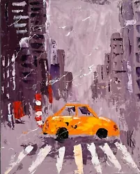 Buy NYC Painting Yellow Taxi Original Art New York Oil Impasto Cityscape Artwork • 62.02£