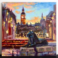 Buy London Oil City Painting Original Collectible Cityscape Artwork Signed 16x16 In • 393.75£