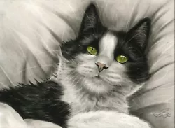 Buy Gato Tuxedo Cat Charcoal Coal Painting Drawing Drawing Painting Art #81 • 64.53£