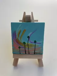Buy Los Angeles Palm Tree Painting #2 Sunset Acrylic On Canvas Miniature Doll House • 20.67£