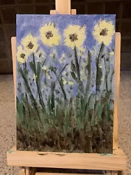 Buy Original Acrylic Painting Yellow Flowers Spring Sunflower Wildflowers  5”x7” • 9.91£