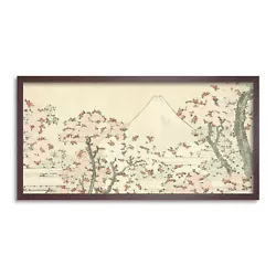 Buy Hokusai Fuji And Cherry Blossom Japanese Painting Long Framed Wall Art 25X12 In • 29.99£