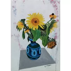 Buy NEW RARE GARY HOGBEN ORIGINAL  Sunflowers  Flowers Flower Oil On Canvas PAINTING • 1,550£