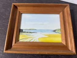 Buy Vintage Watercolour Painting Beach Sea Setting In Pine Frame • 13.82£