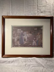 Buy Vintage Framed Painting~Pastels~Country~In Log Cabin Scene~Original~Rustic Naive • 20.83£
