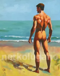 Buy Original Hand Painted Artwork Oil Painting Gay Man Male Nude • 139.74£
