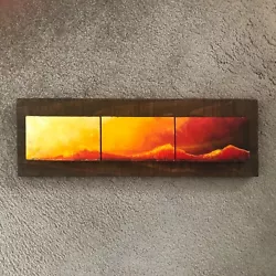 Buy Small Hand Painted Wood Abstract Wall Art Home Décor  Volcano Design Lanzarote • 7.99£