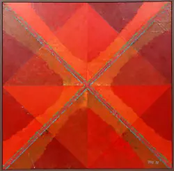 Buy Dan Teis, Red Orange Diamond, Acrylic And Collage On Canvas, Signed And Dated L • 3,060.48£
