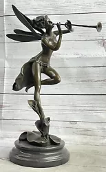 Buy Trumpeting Winged Angel Fairy Garden Statue Bronze Sculpture Signed Art 15  X 10 • 424.30£