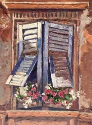 Buy Landscape OIL PAINTING Impressionism Mariusz IDKOWIAK Impasto Flowers Window • 45.62£