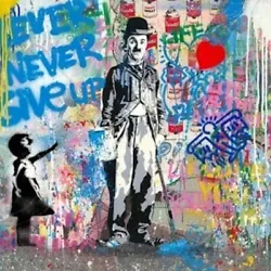 Buy CHAPLIN NEVER NEVER GIVE UP By MR. BRAINWASH (ORIGINAL) PAINTING- Including COA • 9,056.19£