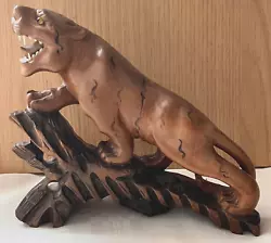 Buy Vintage Hand Carved Wooden Oriental Tiger Statue / Figure • 28£
