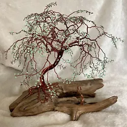 Buy Vintage Handcrafted Copper Wire Bonsai Tree On Driftwood • 170.08£