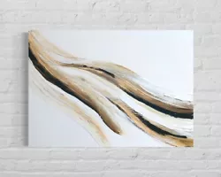 Buy Black Gold Neutral Abstract Modern Wall Art Painting Canvas Large • 22£