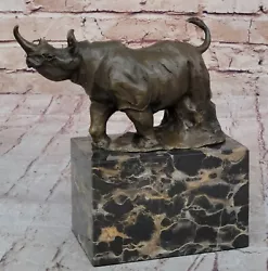 Buy Charging Black Rhino Safari Travel Bronze Marble Statue Figurine Collectible • 235.30£