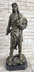 Buy Art Deco Western Indian Male Warrior Bronze Sculpture Marble Statue Figurine LRG • 196.48£