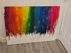 Buy Rainbow Crayon Melt On Canvas 40x30inch A0 • 60£