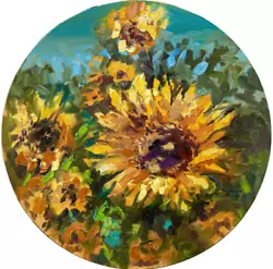Buy Oil Painting ORIGINAL Art Sunflower Field Landscape Wall Art flower Floral 16x16 • 304£