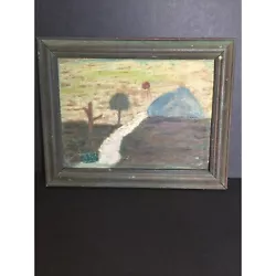 Buy Antique Hand Painted Scenic Painting Landscape Framed Amateur Mountain Cabincore • 41.44£