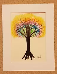 Buy Original Watercolour Funky Tree Painting Psychedelic Rainbow  • 7.50£