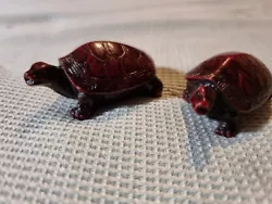 Buy Feng Shui Statues Red Resin Turtles X 2 Miniature Figures Vintage Retro  • 4.50£