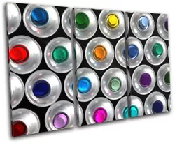 Buy Spray Paint Cans Banksy Abstract Graffiti TREBLE CANVAS WALL ART Picture Print • 34.99£