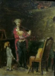 Buy 6 4 Charles Gogin 1844-1931 Oil Sketch Andante Amoroso The Violin Lesson C 1877 • 115£