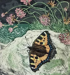 Buy David Koster (1926 - 2014) Artists Proof, Signed Coloured Etching, Butterfly • 155£