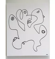 Buy Abstract Art Painting Drawing On Canvas Or Photo Print Picasso Classic Modern • 136.43£