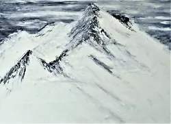 Buy Original Signed Oil Painting . White Textured Art. Mountain. Moody • 125£
