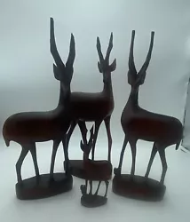 Buy Vintage Hand Carved Solid Wood Family Stag, Reindeers & Fawns  • 19.99£
