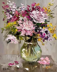 Buy Wildflowers Blooming Pink Flowers Painting Original Floral Oil Impressionist Art • 53.04£