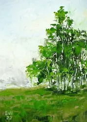 Buy Birch Trees Original Oil Painting On Canvas 5x7 Inches • 25£