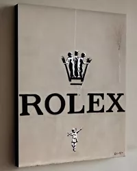Buy ROLEX Street Banksy Style Painting W/COA UK Framed Canvas 40X30cm Signed HITT • 250£
