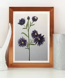 Buy Asters Flowers | Original Hand Painted Watercolour Painting | Floral | Signed • 20£