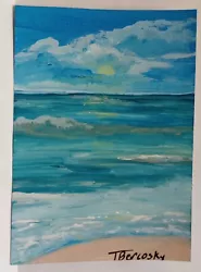 Buy ACEO Original Painting  Cloudy Morning  Ocean Clouds Beach OBX • 8.27£