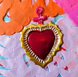 Buy Mini Mexican Tin Heart Milago Authentic Handcut & Painted Folk Art #10 • 3.75£