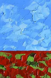 Buy Original Artwork Field Of Poppies Painting Flowers Oil Sky Landscape By 6 X 4  • 25.22£
