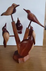 Buy Vintage Carved Birds On A Tree 6 Birds 11” Tall Wooden Whittled Art Sculpture  • 22.99£