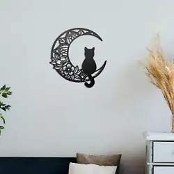 Buy 13inch Metal Wall Art Decor, Wall Hanging Black Cat Silhouette Plaque Wall • 11.96£