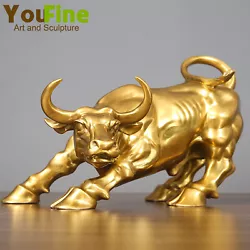 Buy Wall Street Bronze Bull Statue Wall Street Charging Bull Sculpture Home Decor • 169£