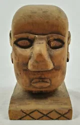 Buy Hand Carved Folk Art Unfinished Wood Carving - Man's Head Figurine Marked 'IX' • 41.37£