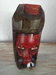 Buy Hand Carved Unique Solid Wooden Head In Red Sculpture,10cm High, Weight 200g  • 9.99£