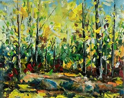 Buy Forest Birches Grove Landscape Oil Painting Canvas Impressionism Collectable COA • 37.36£